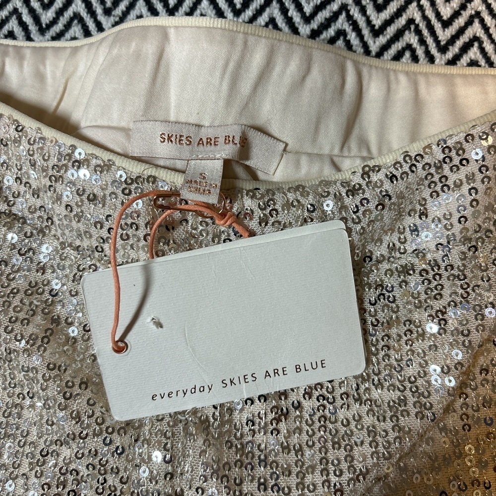 Skies are Blue | Sequin Silver Straight Leg Pants | Sz S - Picture 3 of 6